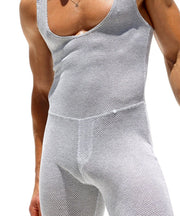 RUFSKIN Singlet PERCY Perforated Stretch Cotton Fitted Bodysuit Heather Grey 54