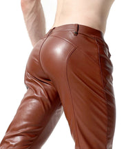RUFSKIN Slim - Fit Straight - Leg Pant BRUNO Premium Leatherette Pants Brown Coniac2