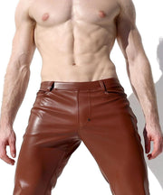 RUFSKIN Slim - Fit Straight - Leg Pant BRUNO Premium Leatherette Pants Brown Coniac1