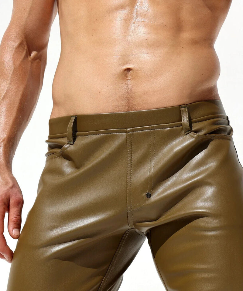 RUFSKIN Slim - Fit Straight - Leg Pants BRUNO Premium Leatherette Pant in Olive4
