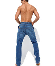 RUFSKIN Slim - Fit Straight Leg Stretch Denim Jeans Saddle Light Distressed4