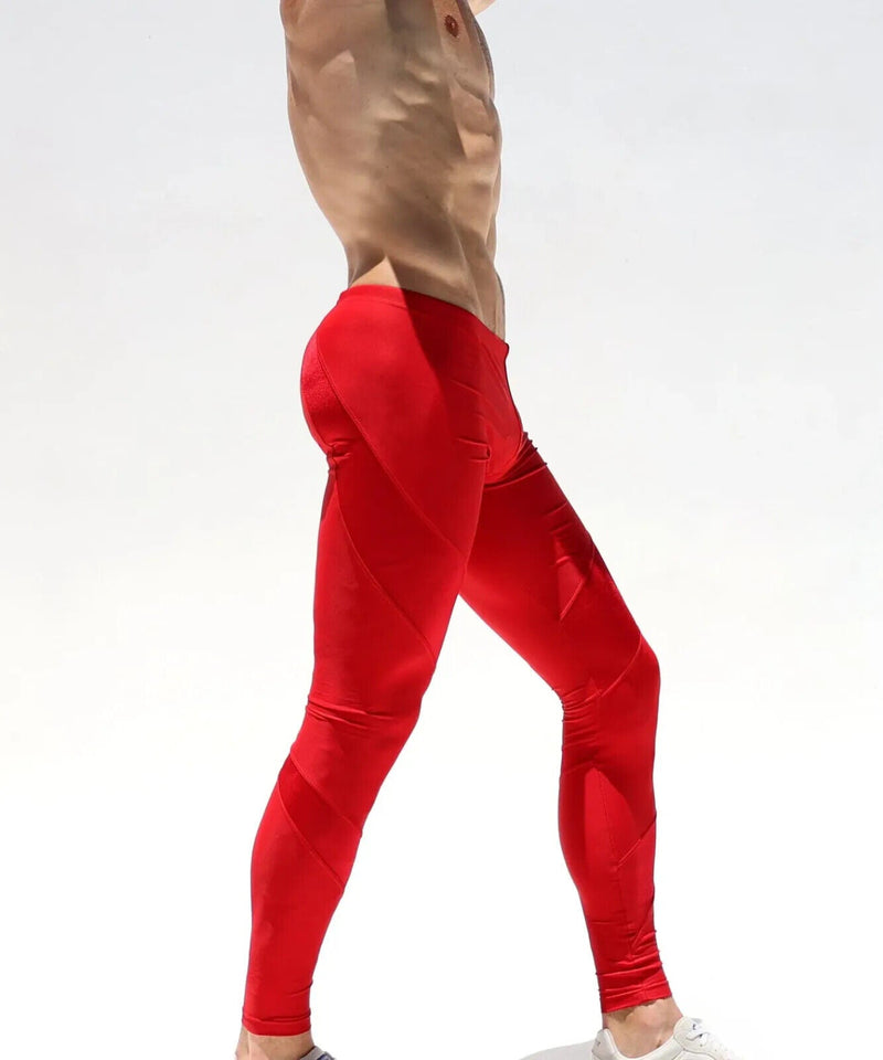 RUFSKIN Sport Leggings LEWIS Premium Shape Retention Stretch Nylon Red