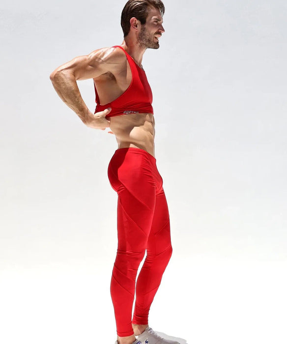 RUFSKIN Sport Leggings LEWIS Premium Shape Retention Stretch Nylon Red —