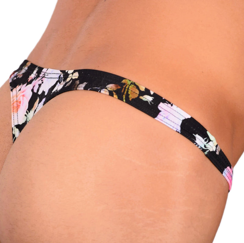 S SMU Sensual Floral Black Thong 33732 MX156