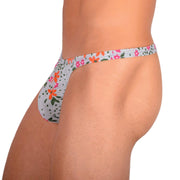 S SMU Sensual Floral Explosion Blue Thong 33686 MX153