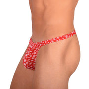 S SMU Sensual Floral Red White Thong 33695 MX152
