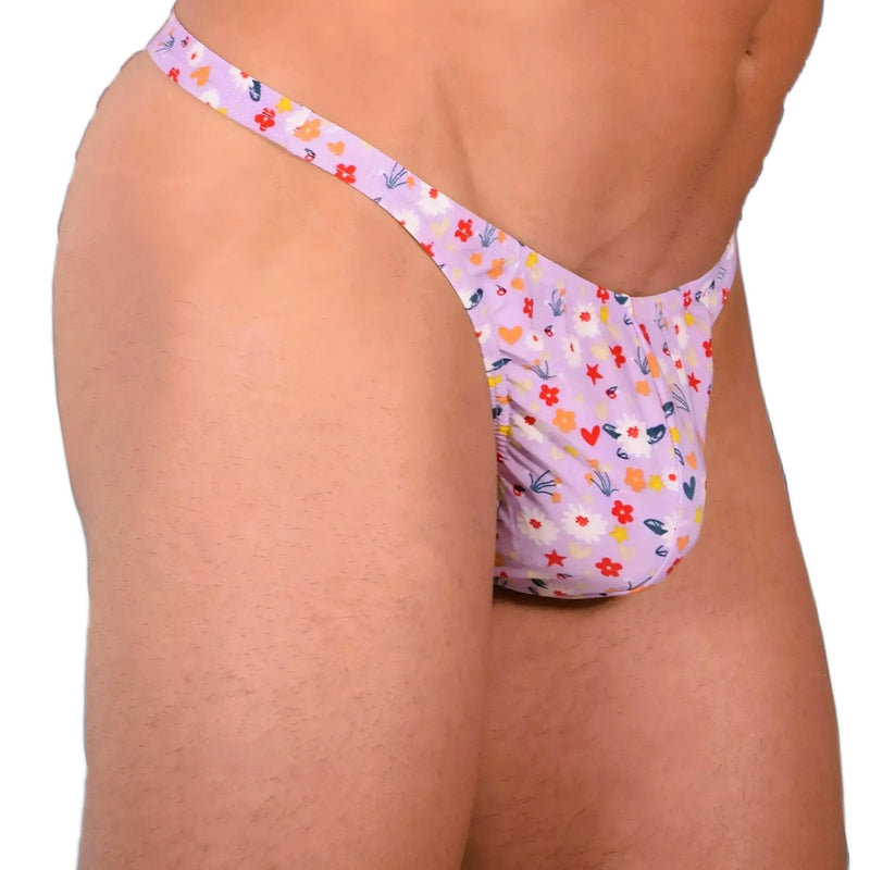 S SMU Sexy Light Purple Floral Explosion Thong 33655 MX143
