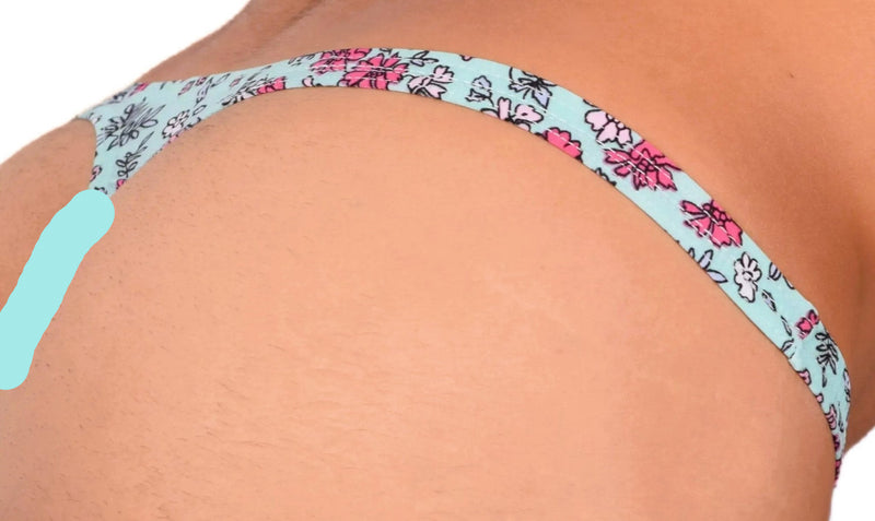 S SMU Sexy Turquoise Floral Explosion Thong 33647 MX146