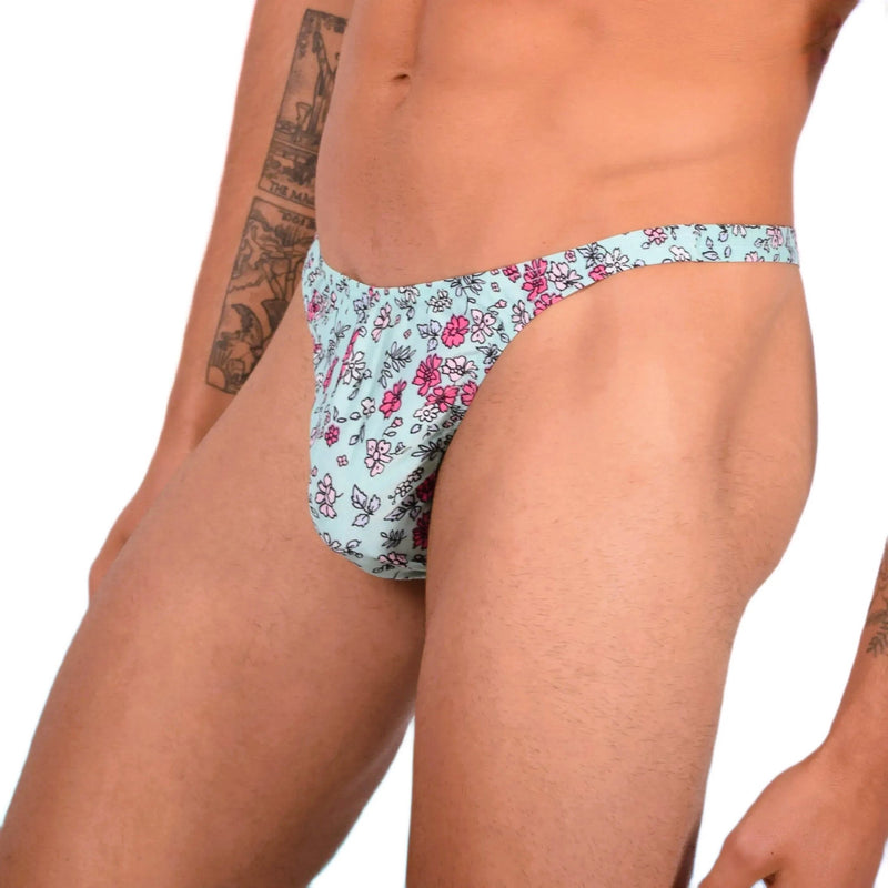 S SMU Sexy Turquoise Floral Explosion Thong 33647 MX142