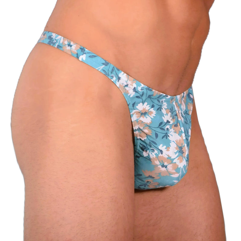 S SMU Sexy Turquoise Floral Explosion Thong 33654 MX143