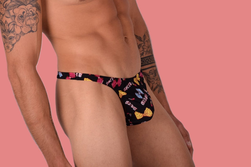 S/M SMU Mens Underwear Thong Speed Bows Printed 33345 MX11