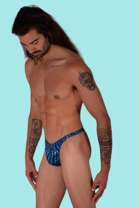 S/M SMU Mens Underwear Thong Blue Brilliant 33352 MX11
