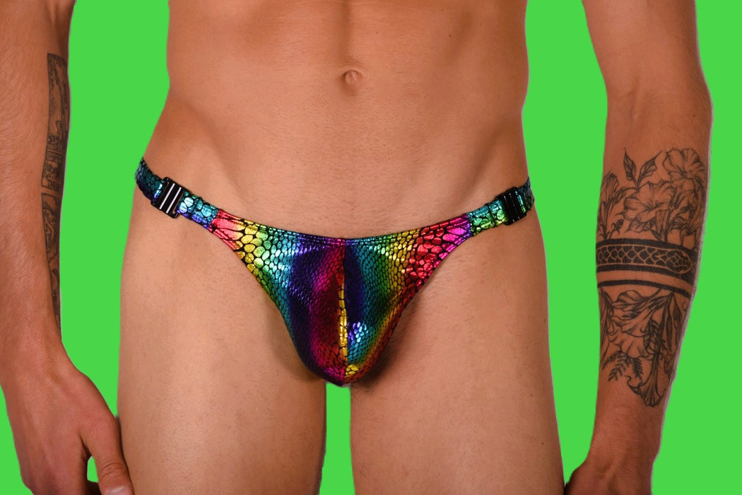 S/M SMU Mens Thong Underwear Snaps Flashy 33422 MX11