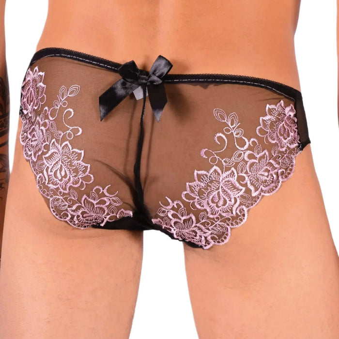 XS SMU Aristocrat C-Thru Lace Brief Black/Pink 33608 MX14