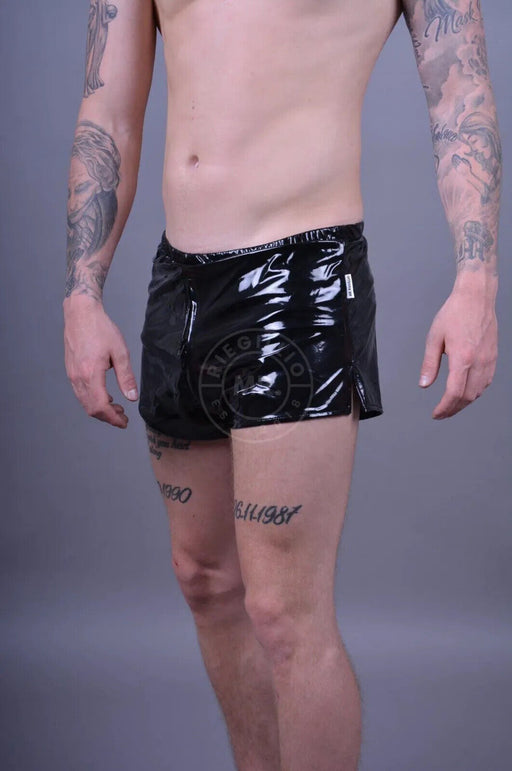 Short MR. RIEGILLIO Shiny PVC Mini Short With Full Zipper 3