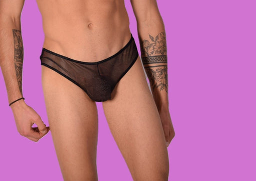 S/M SMU Mens Sheer Underwear Thong Tanga Black 33325 MX112