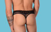 S/M SMU Mens Sheer Underwear Thong Tanga Black 33325 MX115