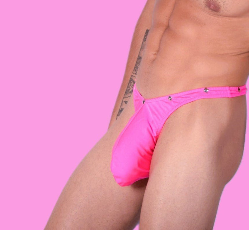 S/M SMU Mens Swim Big Bulge Pink Thong 33403 MX113