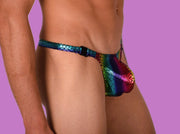 S/M SMU Mens Thong Underwear Snaps Flashy 33422 MX115
