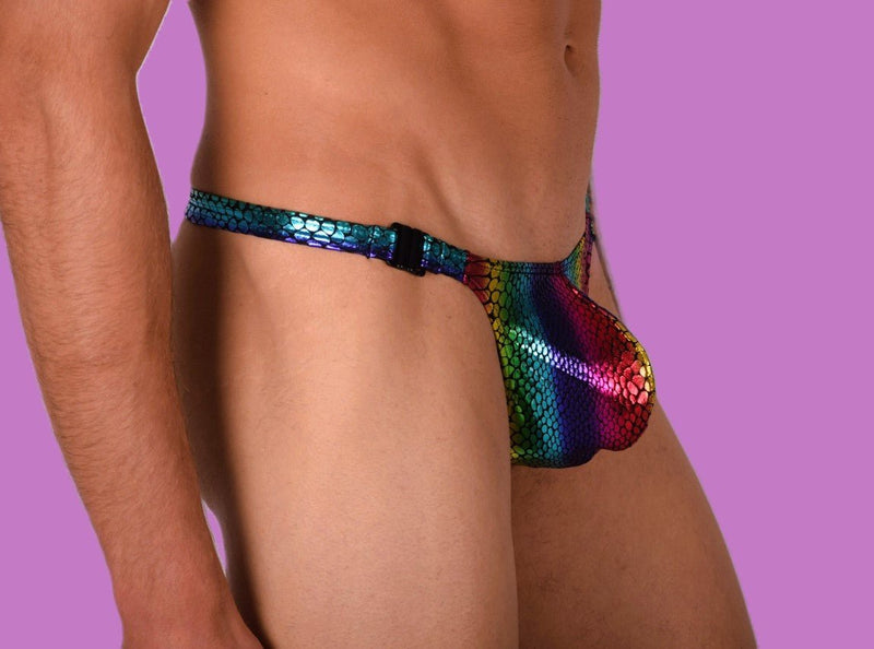S/M SMU Mens Thong Underwear Snaps Flashy 33422 MX115