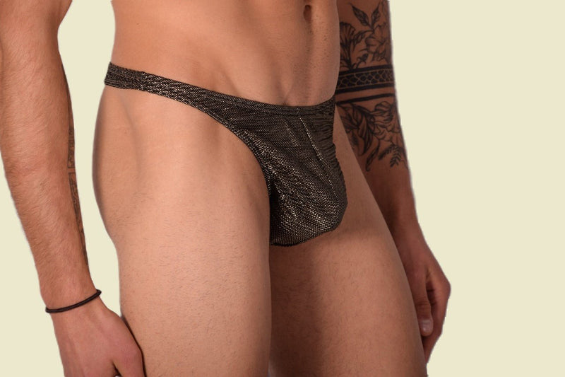 S/M SMU Mens Underwear Thong Brilliant Gold 33342 MX115