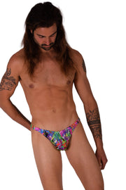 S/M SMU Mens Underwear Thong Brilliant Splash 33348 MX112