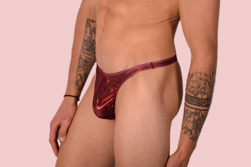 S/M SMU Mens Underwear Thong Sheer Red 33338 MX112