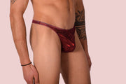 S/M SMU Mens Underwear Thong Sheer Red 33338 MX114