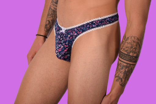 S/M SMU Mens Underwear Thong Tanga Flowers 33330 MX112