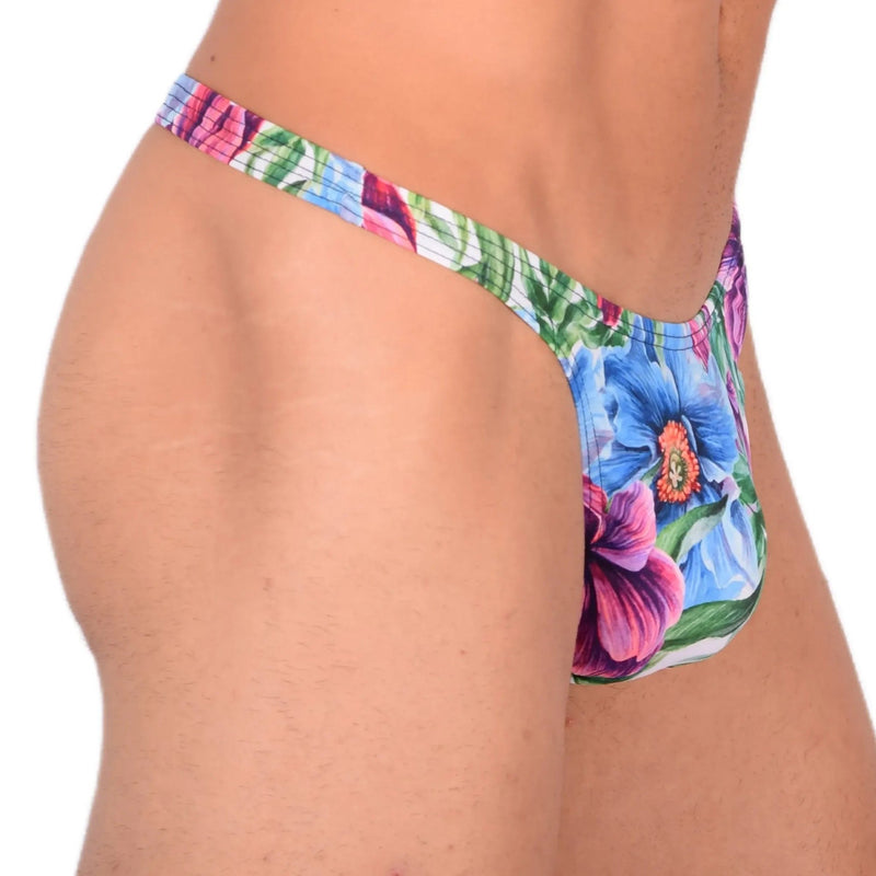 S/M SMU Sensual Tropical Flowers Thong 33563 MX133