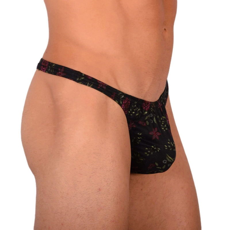 S/M SMU Sexy Black Floral Thong MX20 340753