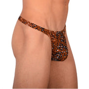 S/M SMU Tanning Sheer Wildlife Brown Thong MX19 339843