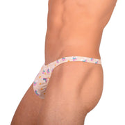 S/M SMU Tanning Walking around sheer Beige Rainbow Thong MX19 340022