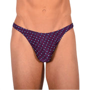 S/M SMU Tanning Walking around sheer Blue Red Stars Thong MX19 339851