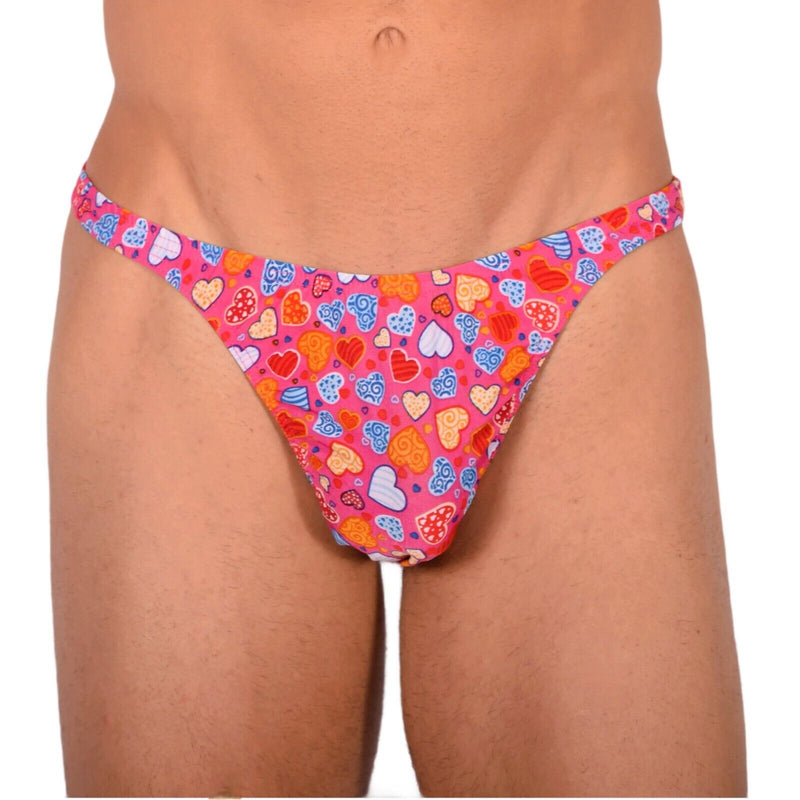 S/M SMU Tanning Walking around sheer Pink Hearts Thong MX19 339871