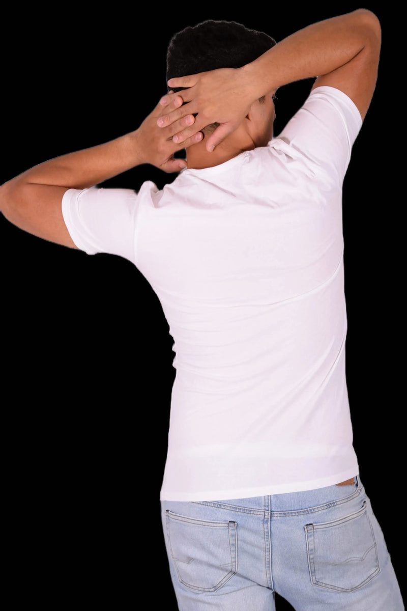 SMALL Calvin Klein Cotton Stretch V - Neck White T-Shirt MX164