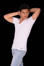 SMALL Calvin Klein Cotton Stretch V - Neck White T-Shirt MX162