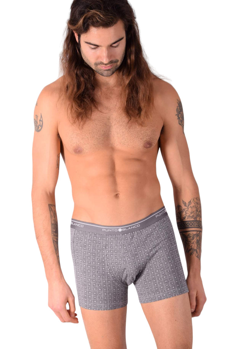 SMALL Mens Punto Blanco Basics Short Boxer Grey Print 53438 Pu33