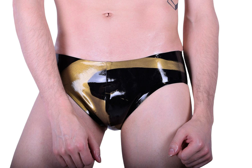 Small POLYMORPHE Men's Latex Brief Underwear Black Gold Un-015AM 2 —