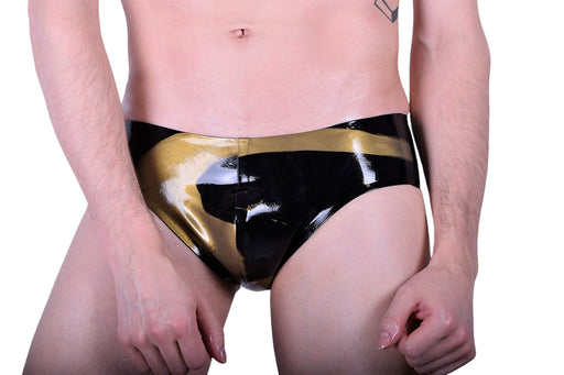 Small POLYMORPHE Men's Latex Brief Underwear Black Gold Un-015am 2
