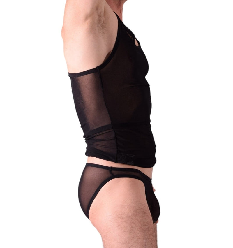 Petit kit de structure privée débardeur + culottes transparentes noires 3451-71