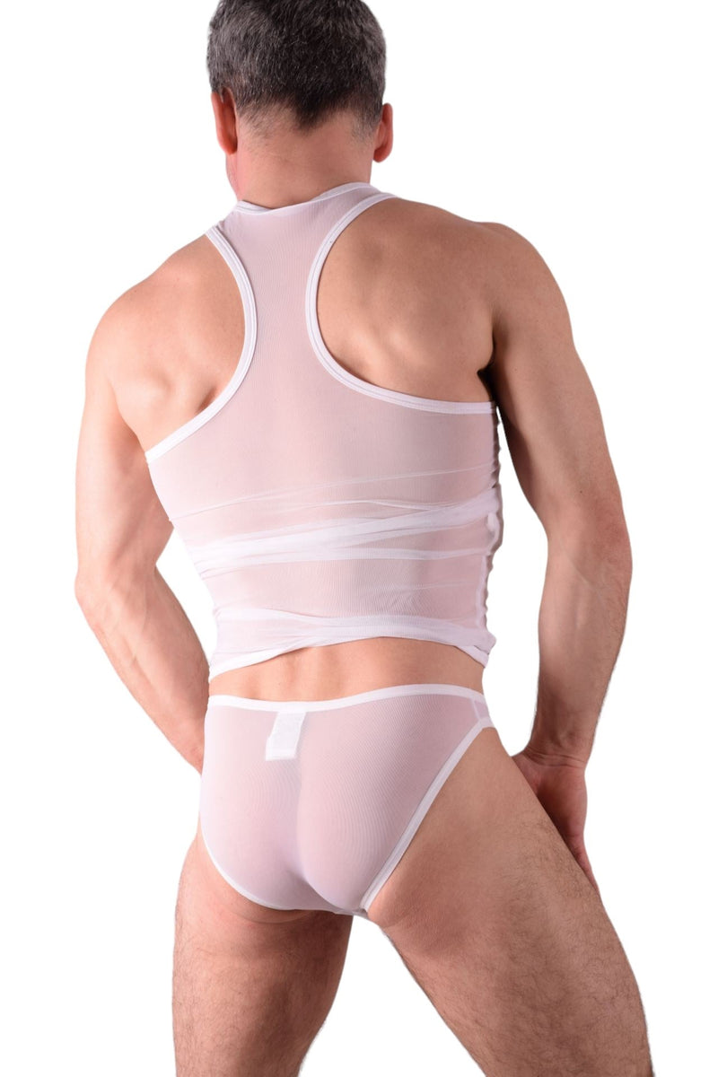 Small Private Structure Kit Tank Top + Briefs See - Thru White 3451 - 715