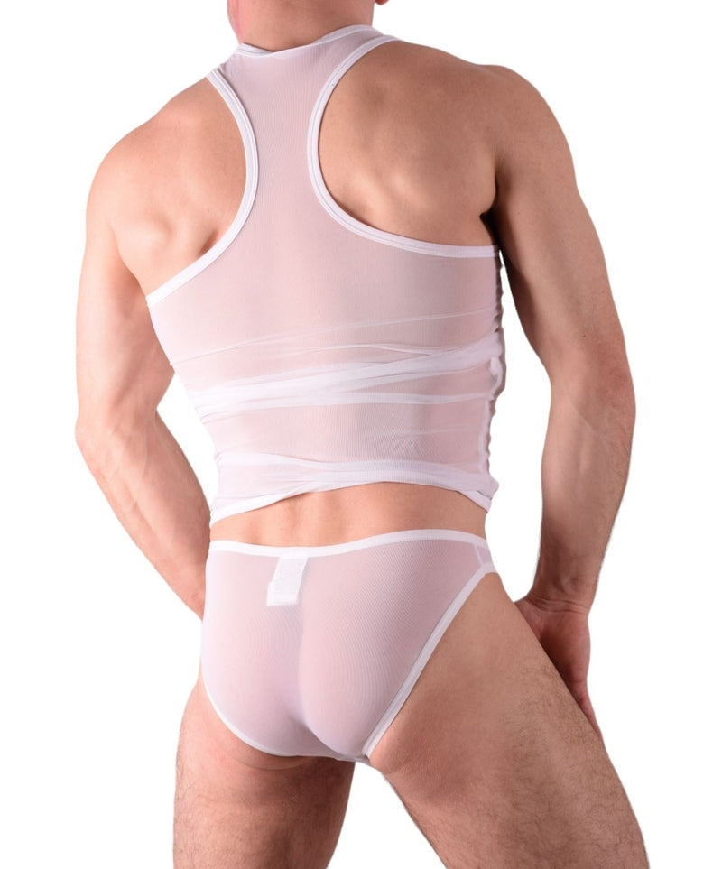 Petit kit de structure privée débardeur + culottes transparentes blanches 3451-71