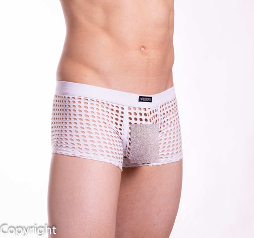SMALL SMU Sexy men underwear Ventilated Boxer White MX5