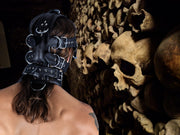 SMU Black Leather Head Hood ''Im Yours'' Heavy Leather Head Gear 125