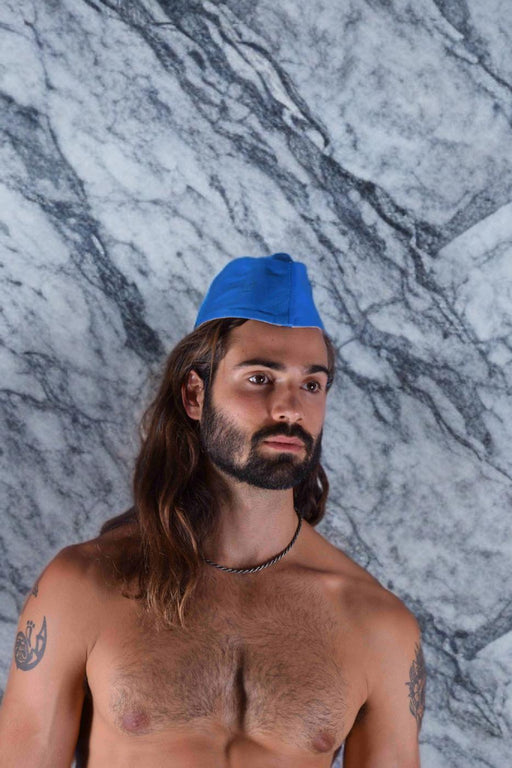 SMU Handmade Quality Leather Skin Garrison Cap Kepi in Aqua 11