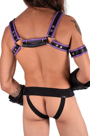 SMU Leather Kit Purple Harness Jock Removable Cod-piece ajust 28 to 34''in Waist 6