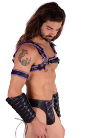 SMU Leather Kit Purple Harness Jock Removable Cod-piece ajust 28 to 34''in Waist 6