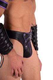 SMU Leather Kit Purple Harness Jock Removable Cod-piece ajust 28 to 34''in Waist 6