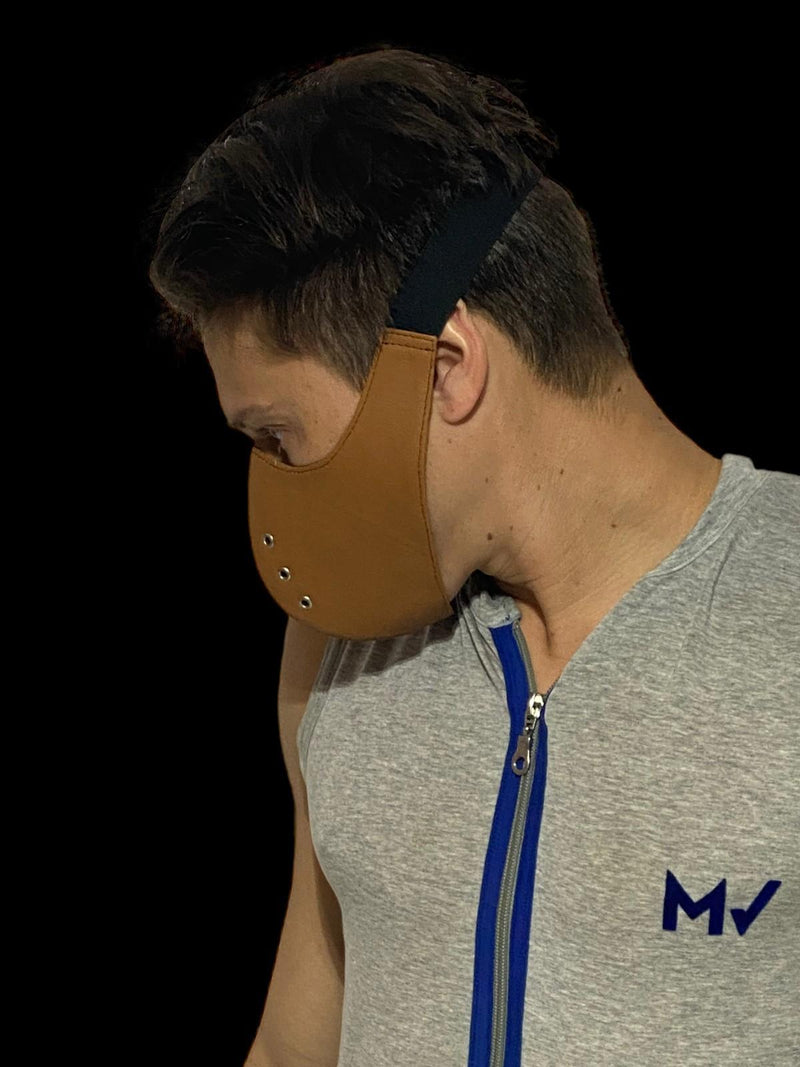 SMU Leather Mask Unisex Top Quality Canadian Leather Tan 1050 24